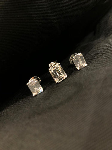 925 Baguette Silver Pendant Set